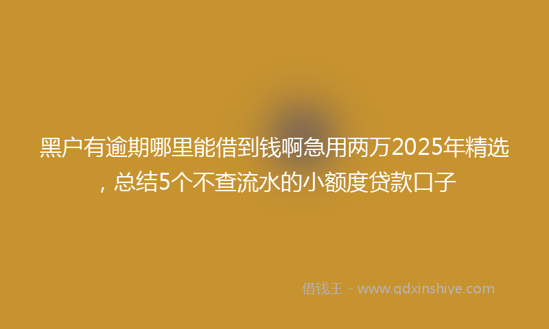 黑户有逾期哪里能借到钱啊急用两万2025年精选，总结5个不查流水的小额度贷款口子