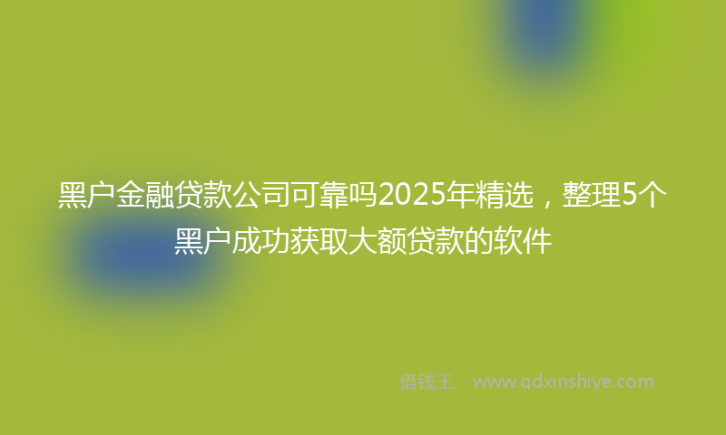 黑户金融贷款公司可靠吗2025年精选，整理5个黑户成功获取大额贷款的软件