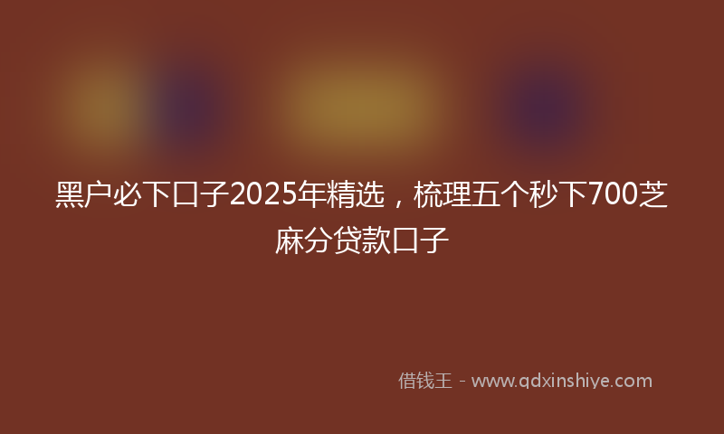 黑户必下口子2025年精选，梳理五个秒下700芝麻分贷款口子