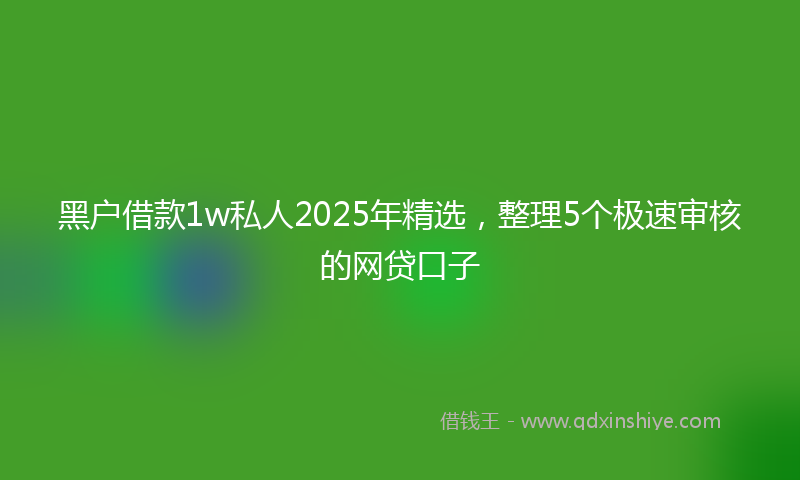 黑户借款1w私人2025年精选，整理5个极速审核的网贷口子