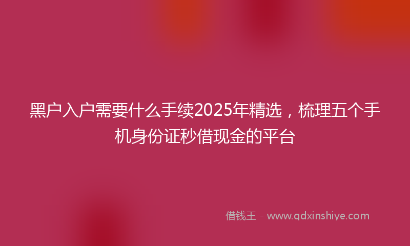 黑户入户需要什么手续2025年精选，梳理五个手机身份证秒借现金的平台
