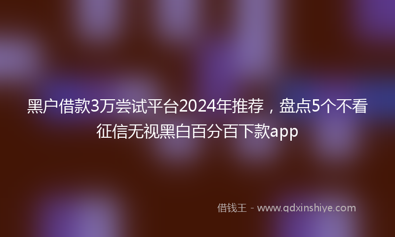 黑户借款3万尝试平台2024年推荐，盘点5个不看征信无视黑白百分百下款app