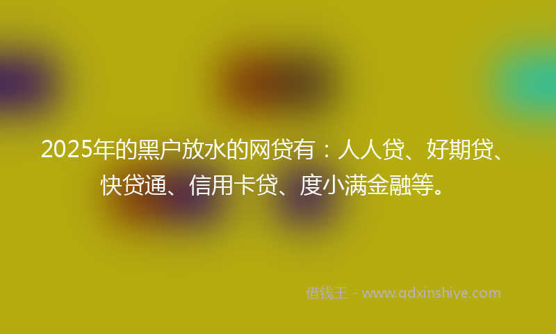 2025年的黑户放水的网贷有：人人贷、好期贷、快贷通、信用卡贷、度小满金融等。