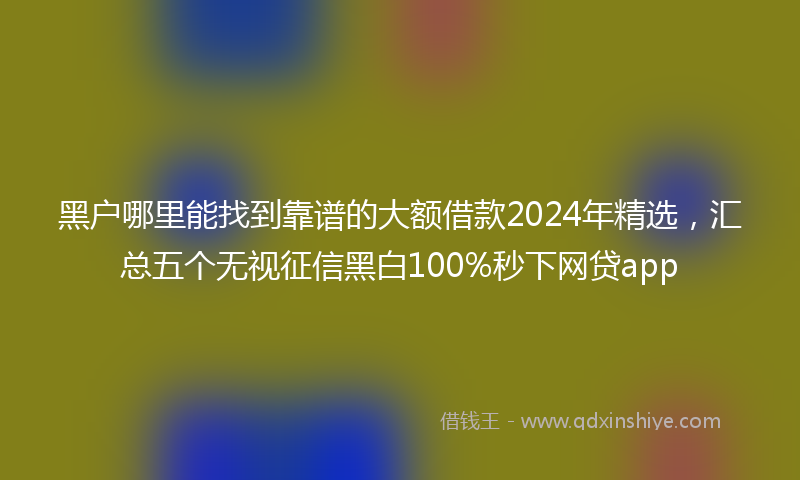 黑户哪里能找到靠谱的大额借款2024年精选，汇总五个无视征信黑白100%秒下网贷app