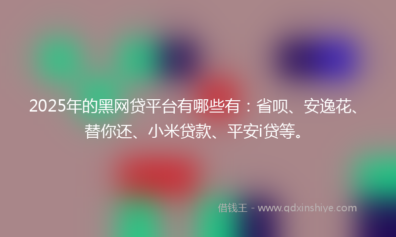 2025年的黑网贷平台有哪些有：省呗、安逸花、替你还、小米贷款、平安i贷等。