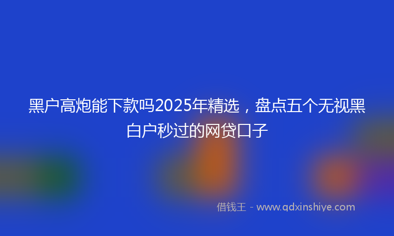 黑户高炮能下款吗2025年精选，盘点五个无视黑白户秒过的网贷口子