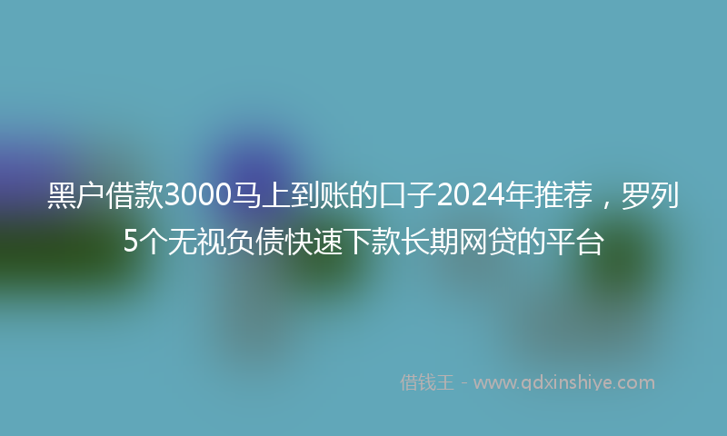 黑户借款3000马上到账的口子2024年推荐，罗列5个无视负债快速下款长期网贷的平台