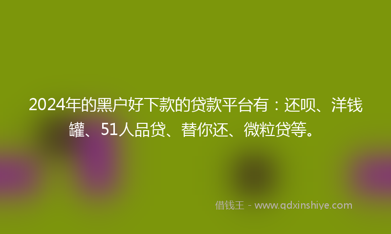 2024年的黑户好下款的贷款平台有：还呗、洋钱罐、51人品贷、替你还、微粒贷等。
