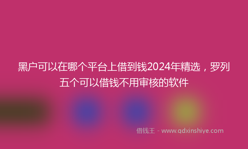 黑户可以在哪个平台上借到钱2024年精选，罗列五个可以借钱不用审核的软件
