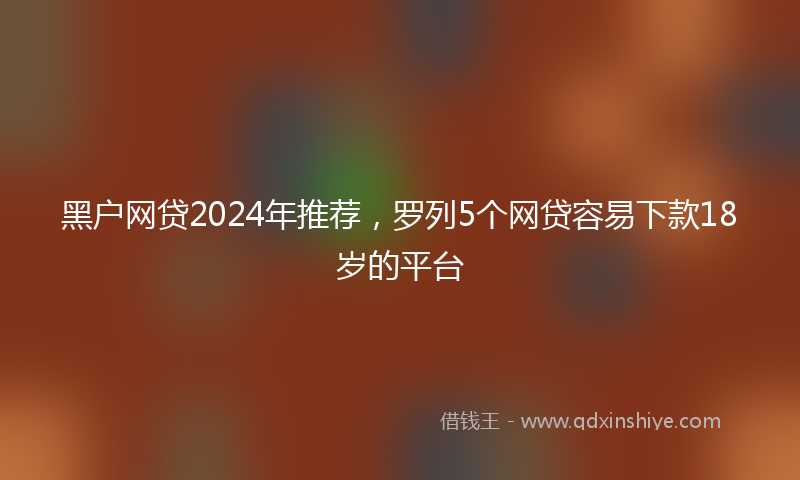 黑户网贷2024年推荐，罗列5个网贷容易下款18岁的平台