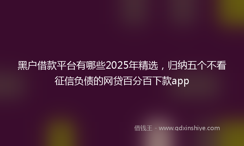 黑户借款平台有哪些2025年精选，归纳五个不看征信负债的网贷百分百下款app