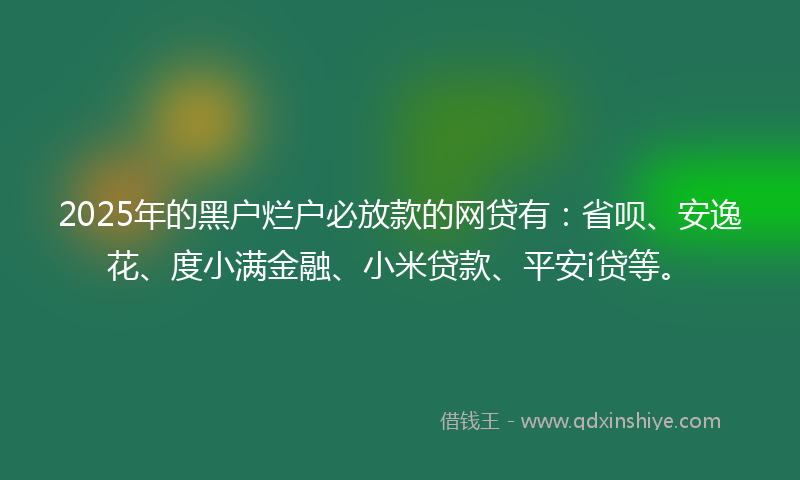 2025年的黑户烂户必放款的网贷有：省呗、安逸花、度小满金融、小米贷款、平安i贷等。