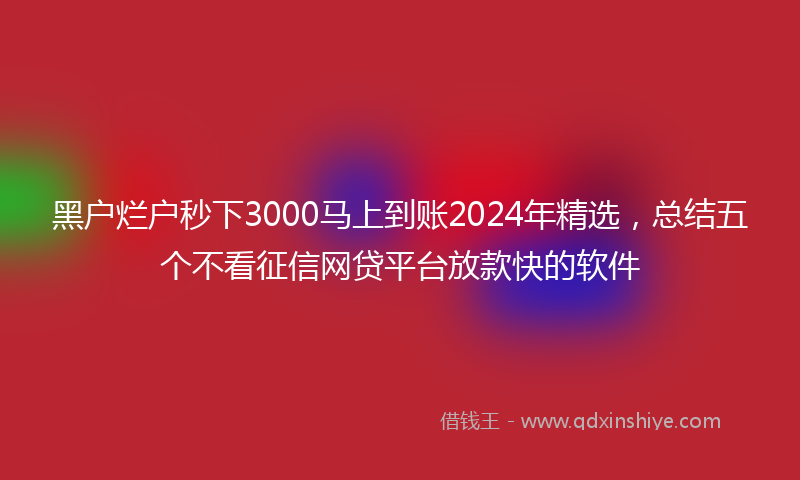 黑户烂户秒下3000马上到账2024年精选，总结五个不看征信网贷平台放款快的软件