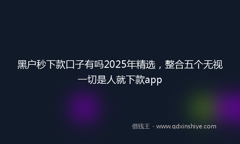 黑户秒下款口子有吗2025年精选，整合五个无视一切是人就下款app