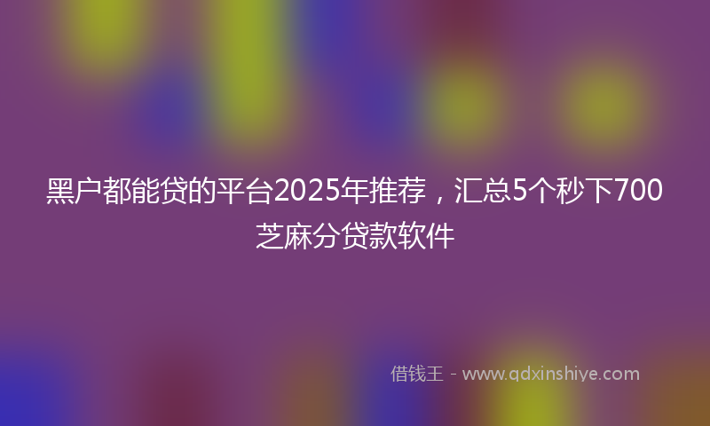 黑户都能贷的平台2025年推荐，汇总5个秒下700芝麻分贷款软件