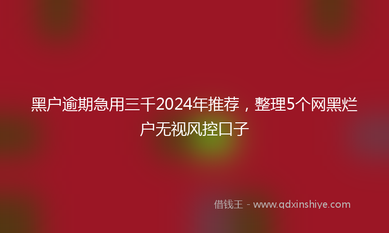 黑户逾期急用三千2024年推荐，整理5个网黑烂户无视风控口子