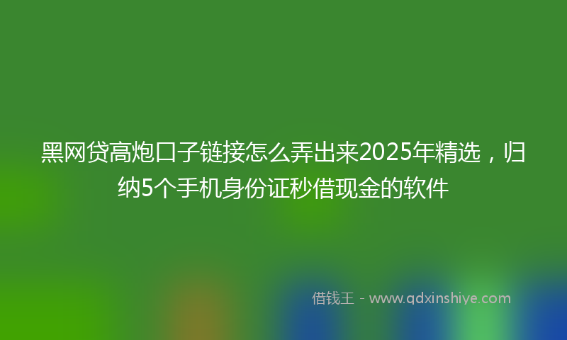 黑网贷高炮口子链接怎么弄出来2025年精选，归纳5个手机身份证秒借现金的软件