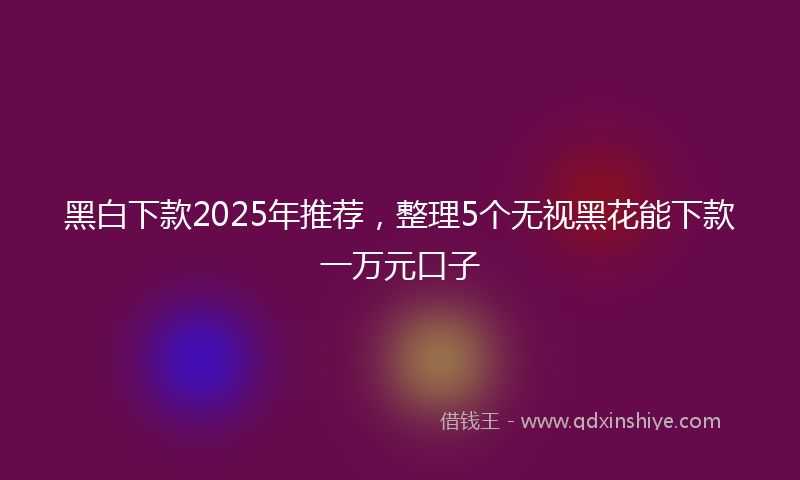 黑白下款2025年推荐，整理5个无视黑花能下款一万元口子