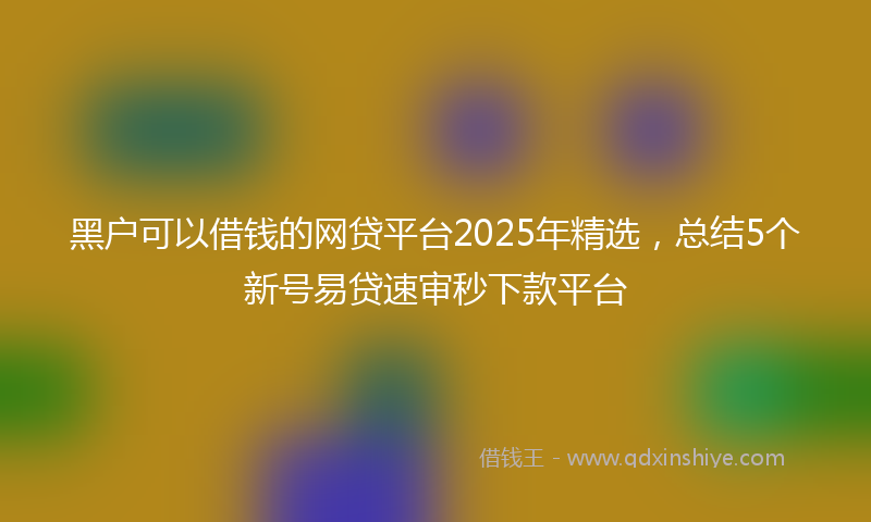 黑户可以借钱的网贷平台2025年精选，总结5个新号易贷速审秒下款平台