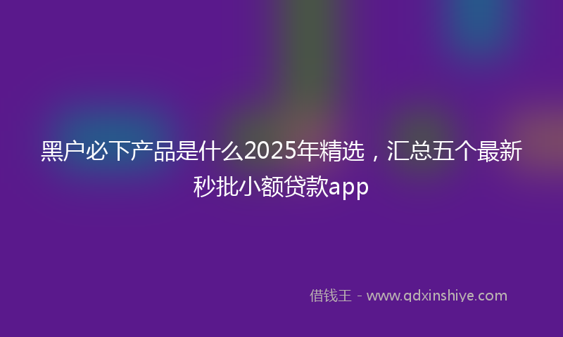 黑户必下产品是什么2025年精选，汇总五个最新秒批小额贷款app