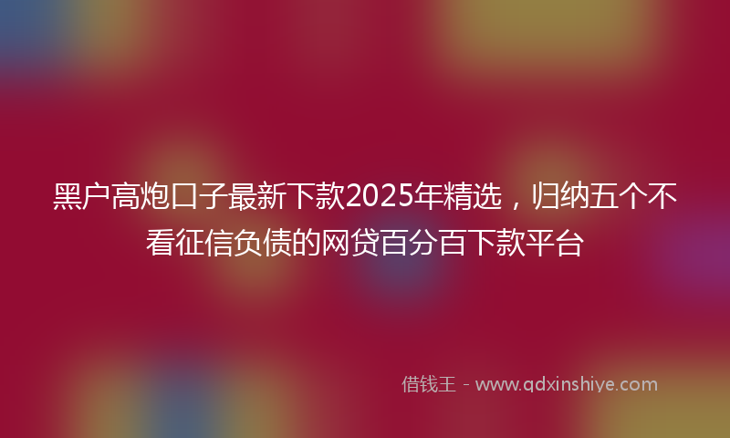 黑户高炮口子最新下款2025年精选，归纳五个不看征信负债的网贷百分百下款平台