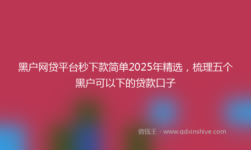 黑户网贷平台秒下款简单2025年精选，梳理五个黑户可以下的贷款口子