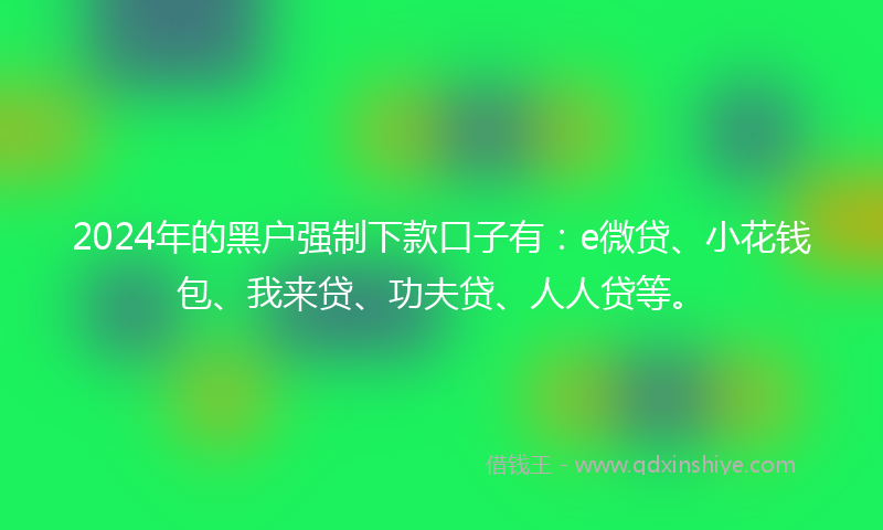 2024年的黑户强制下款口子有：e微贷、小花钱包、我来贷、功夫贷、人人贷等。