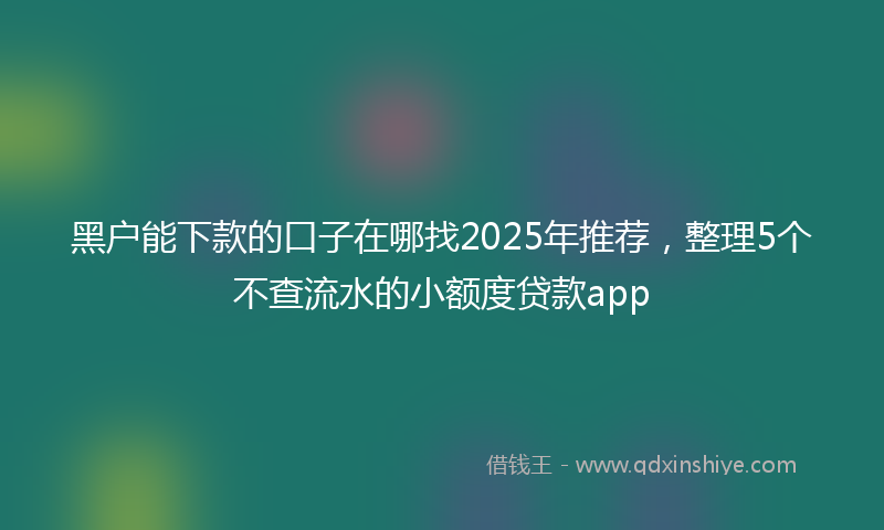 黑户能下款的口子在哪找2025年推荐，整理5个不查流水的小额度贷款app