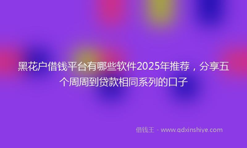 黑花户借钱平台有哪些软件2025年推荐，分享五个周周到贷款相同系列的口子