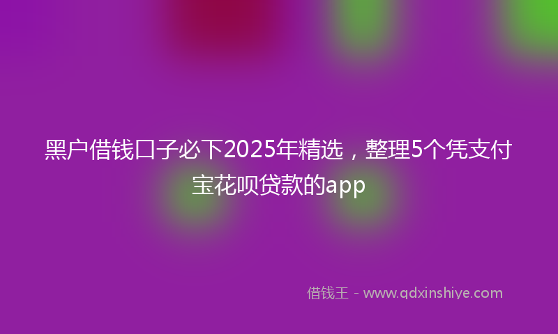 黑户借钱口子必下2025年精选，整理5个凭支付宝花呗贷款的app