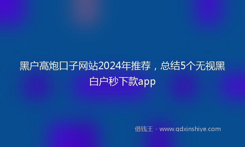 黑户高炮口子网站2024年推荐，总结5个无视黑白户秒下款app