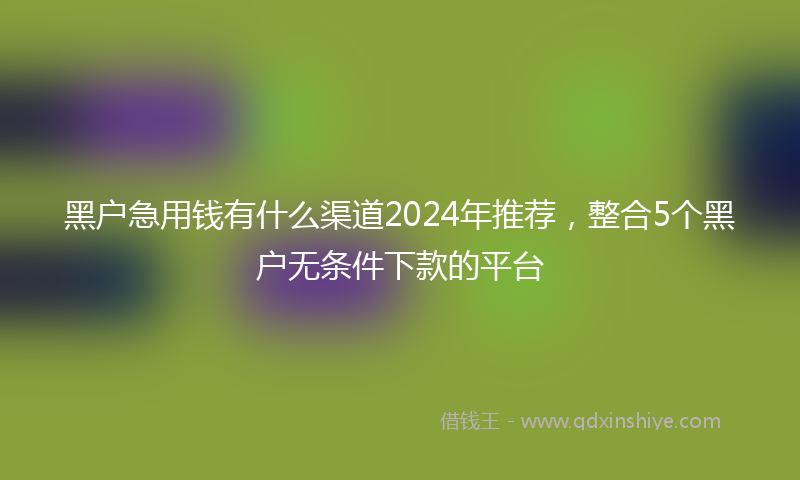 黑户急用钱有什么渠道2024年推荐，整合5个黑户无条件下款的平台