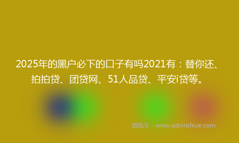 2025年的黑户必下的口子有吗2021有：替你还、拍拍贷、团贷网、51人品贷、平安i贷等。