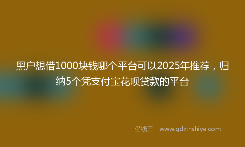 黑户想借1000块钱哪个平台可以2025年推荐，归纳5个凭支付宝花呗贷款的平台