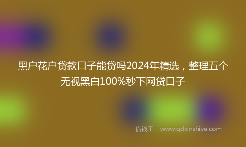 黑户花户贷款口子能贷吗2024年精选，整理五个无视黑白100%秒下网贷口子