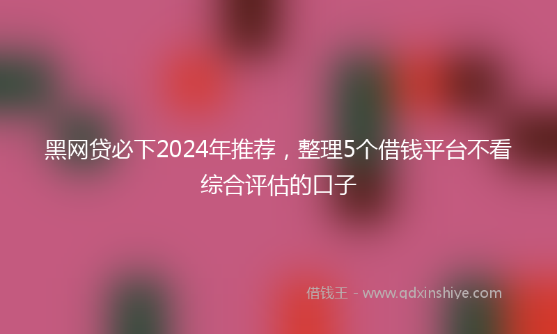 黑网贷必下2024年推荐，整理5个借钱平台不看综合评估的口子