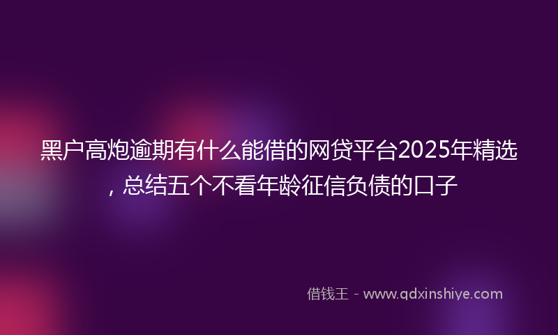 黑户高炮逾期有什么能借的网贷平台2025年精选，总结五个不看年龄征信负债的口子