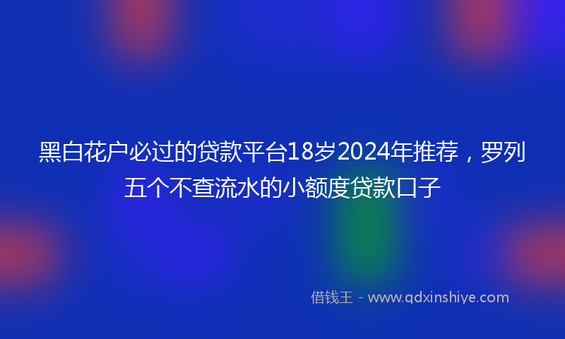 黑白花户必过的贷款平台18岁2024年推荐，罗列五个不查流水的小额度贷款口子