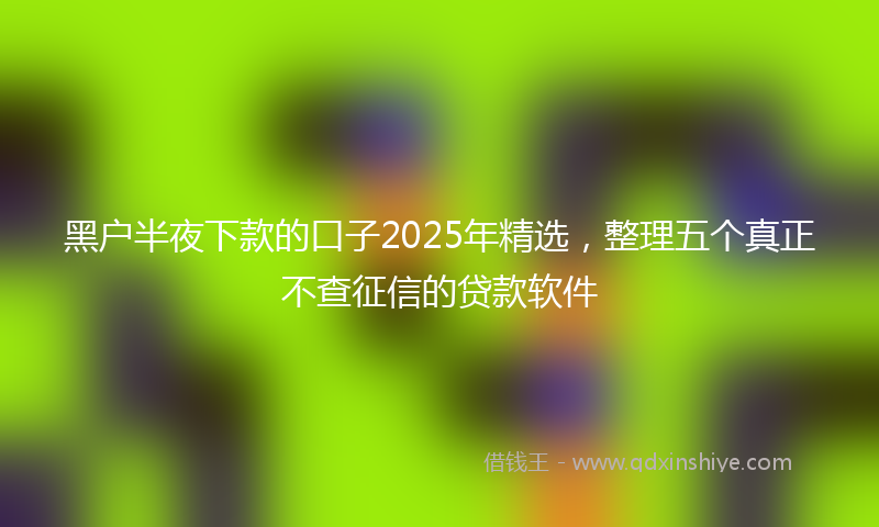 黑户半夜下款的口子2025年精选，整理五个真正不查征信的贷款软件