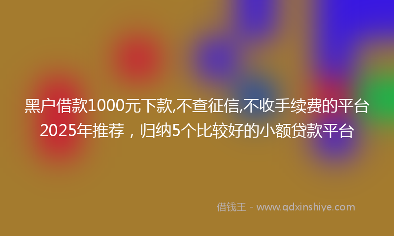 黑户借款1000元下款,不查征信,不收手续费的平台2025年推荐，归纳5个比较好的小额贷款平台