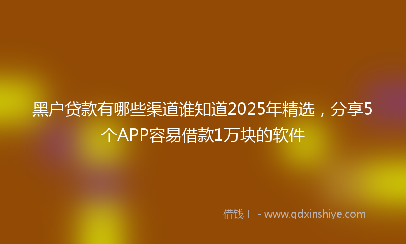 黑户贷款有哪些渠道谁知道2025年精选，分享5个APP容易借款1万块的软件