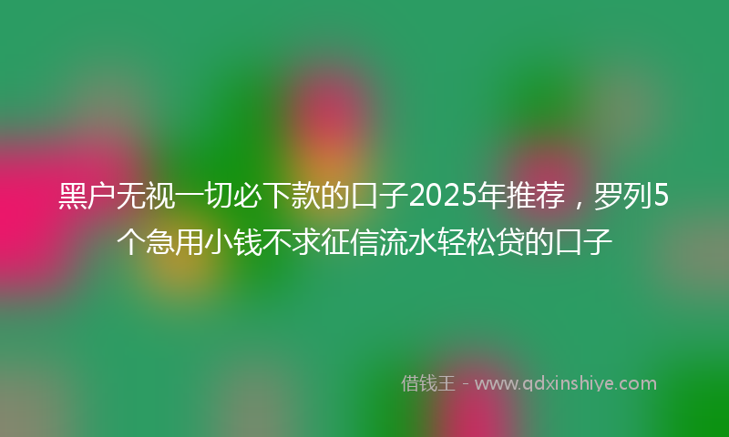黑户无视一切必下款的口子2025年推荐，罗列5个急用小钱不求征信流水轻松贷的口子