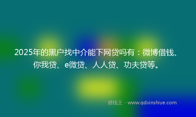 2025年的黑户找中介能下网贷吗有：微博借钱、你我贷、e微贷、人人贷、功夫贷等。
