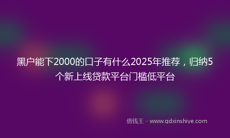 黑户能下2000的口子有什么2025年推荐，归纳5个新上线贷款平台门槛低平台
