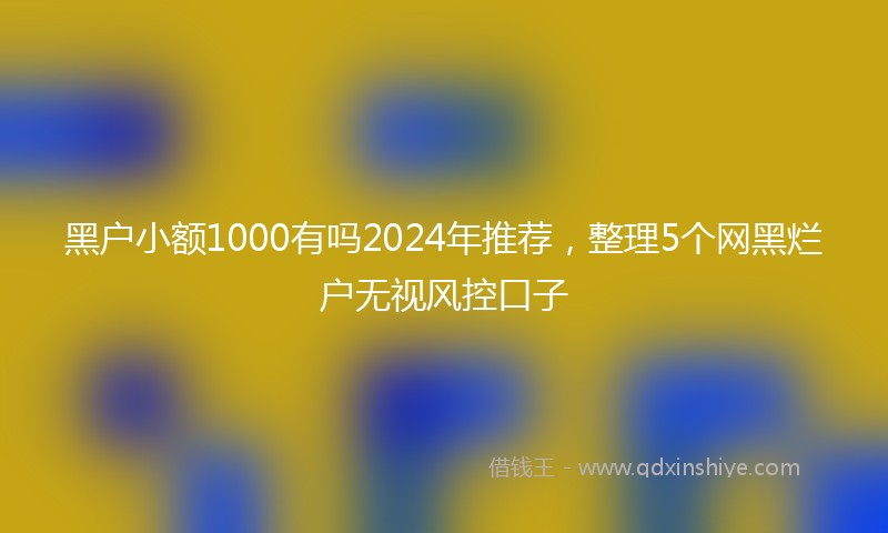 黑户小额1000有吗2024年推荐，整理5个网黑烂户无视风控口子