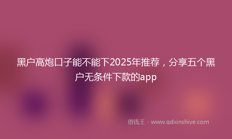 黑户高炮口子能不能下2025年推荐，分享五个黑户无条件下款的app