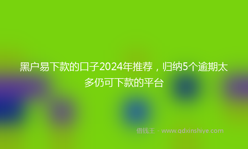 黑户易下款的口子2024年推荐，归纳5个逾期太多仍可下款的平台