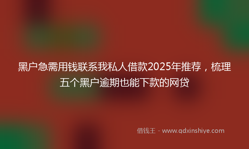 黑户急需用钱联系我私人借款2025年推荐，梳理五个黑户逾期也能下款的网贷