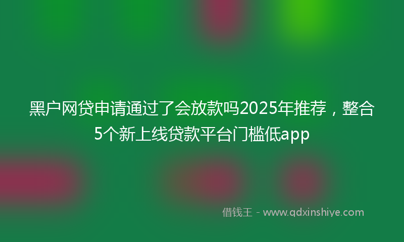 黑户网贷申请通过了会放款吗2025年推荐，整合5个新上线贷款平台门槛低app
