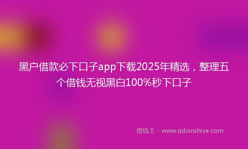 黑户借款必下口子app下载2025年精选，整理五个借钱无视黑白100%秒下口子